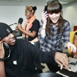 Young people recording music